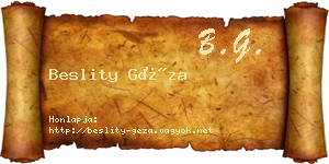Beslity Géza névjegykártya