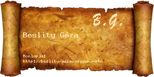 Beslity Géza névjegykártya